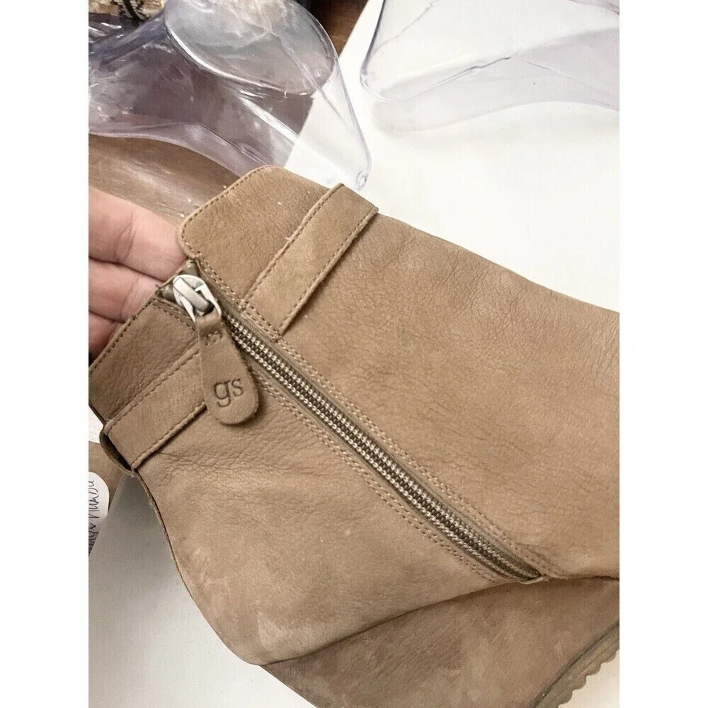 Gentle Souls By Kenneth Cole Gabriel Wedge Booties Suede Leather size 10 Brown